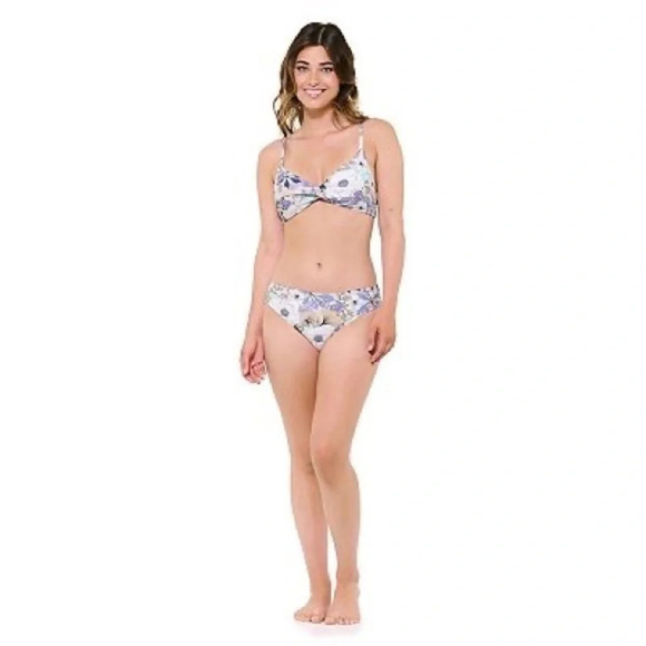 Freshwater size XL multicolor floral bikini blue lavender white cream - Picture 3 of 12